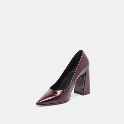 Dolce Vita SHOES Misty Burgundy Croco Embossed Leather Heels