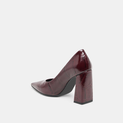 Dolce Vita SHOES Misty Burgundy Croco Embossed Leather Heels