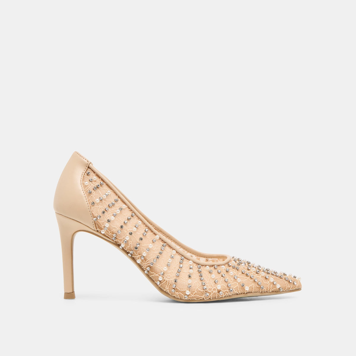 Dolce Vita SHOES Kashe Pearl Blush Lace Mesh Heels