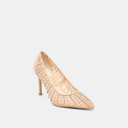 Dolce Vita SHOES Kashe Pearl Blush Lace Mesh Heels