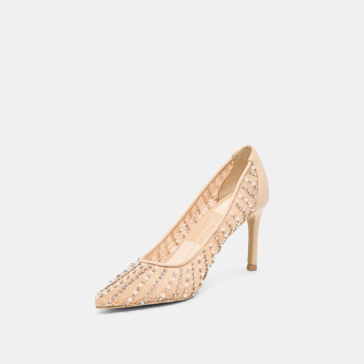 Dolce Vita SHOES Kashe Pearl Blush Lace Mesh Heels