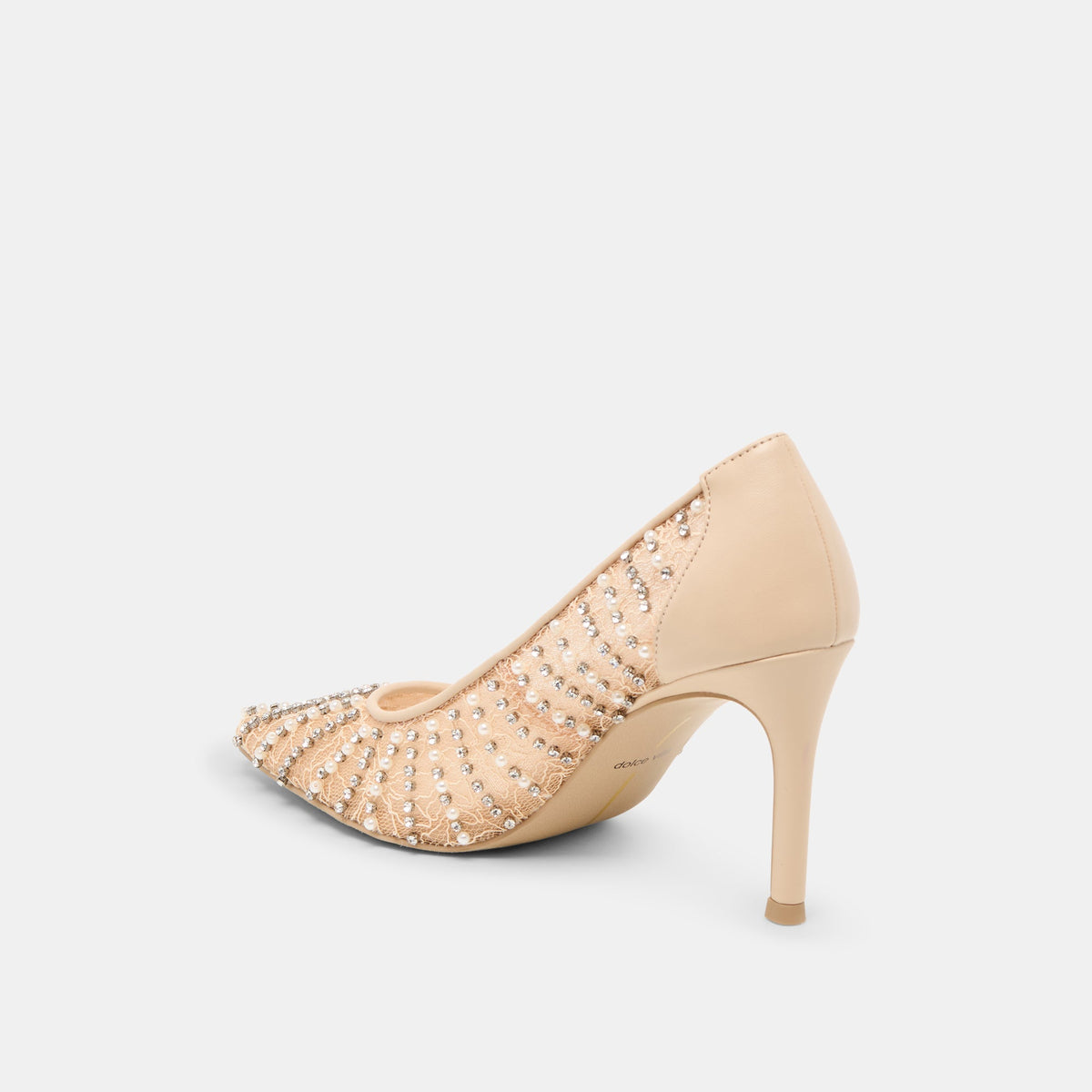 Dolce Vita SHOES Kashe Pearl Blush Lace Mesh Heels