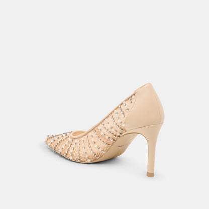 Dolce Vita SHOES Kashe Pearl Blush Lace Mesh Heels