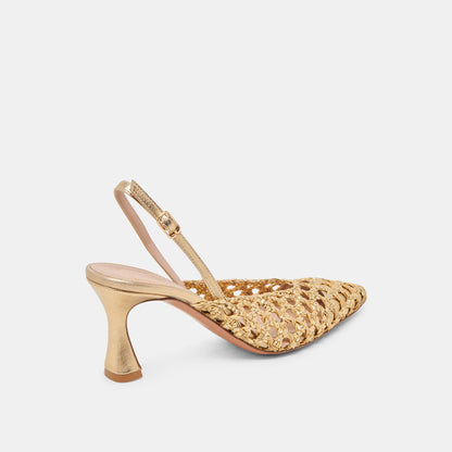 Dolce Vita SHOES GLORIA HEELS GOLD WOVEN
 – Dolce Vita
