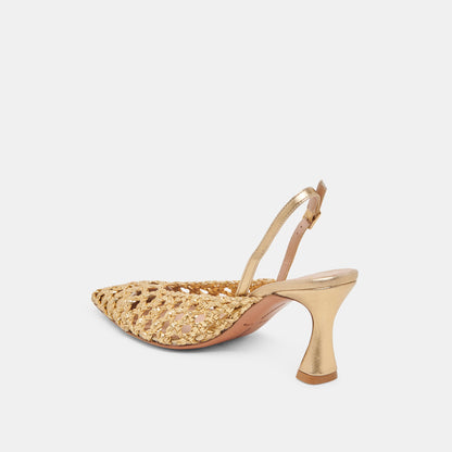 Dolce Vita SHOES GLORIA HEELS GOLD WOVEN
 – Dolce Vita