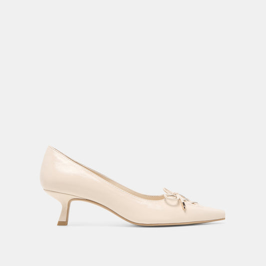 Dolce Vita SHOES Clarie Bone Crinkle Patent Leather Heels