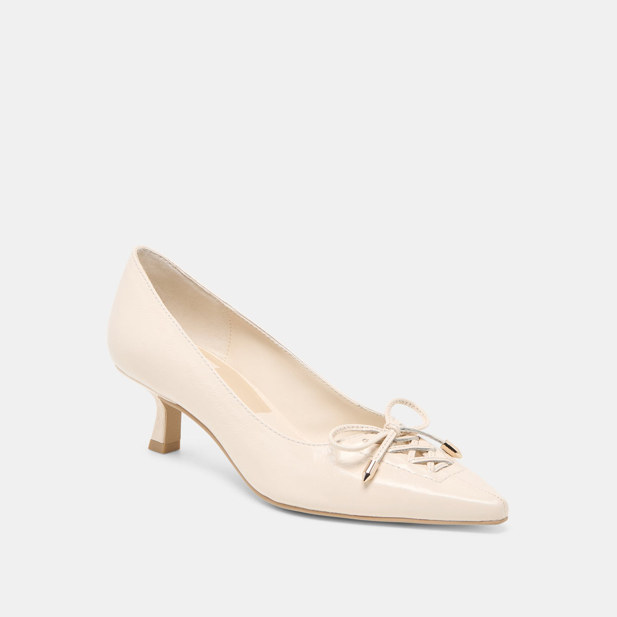 Dolce Vita SHOES Clarie Bone Crinkle Patent Leather Heels