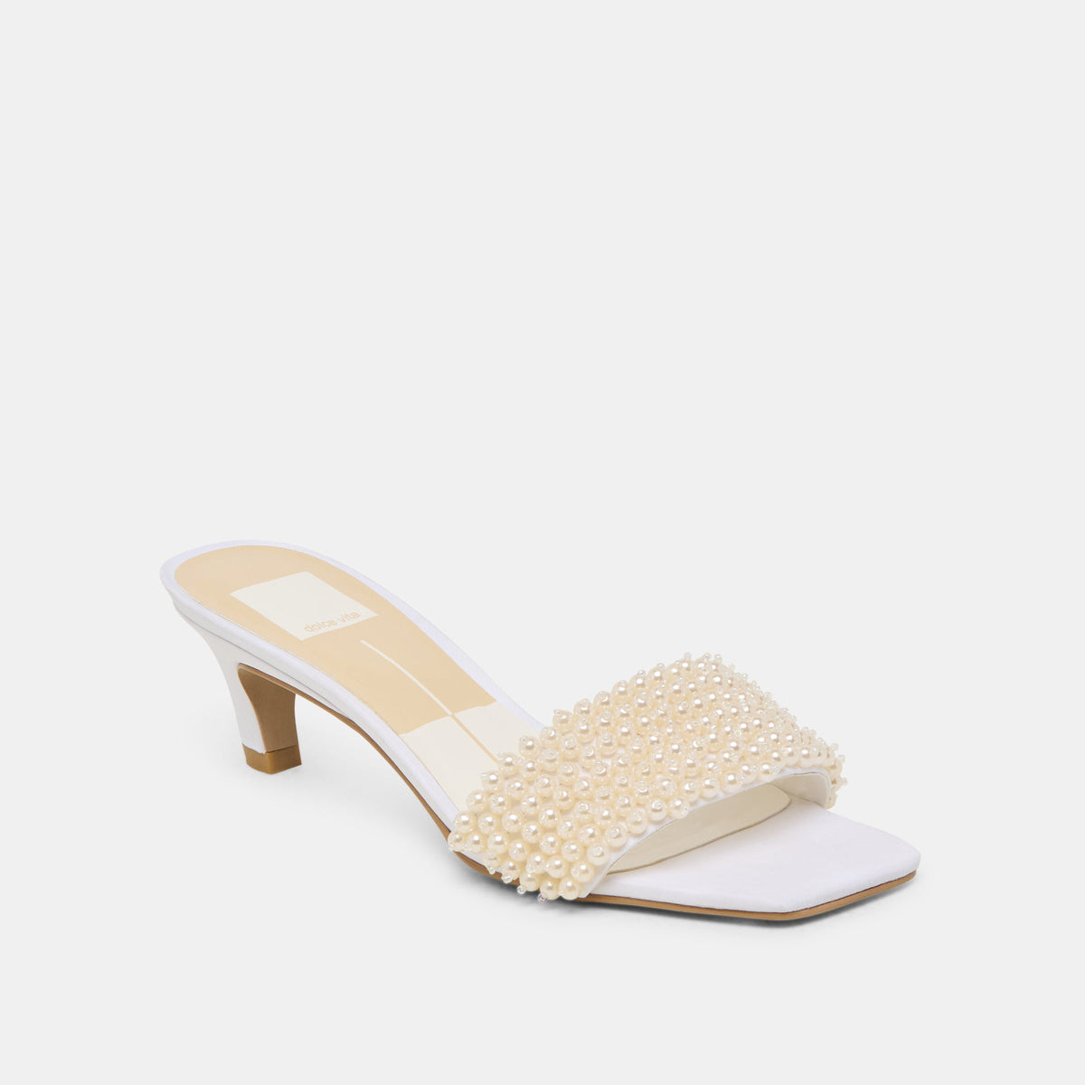 Dolce Vita SHOES Rexa Pearl Off White Satin Heels