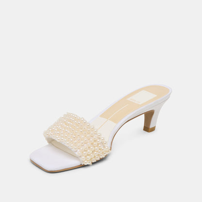 Dolce Vita SHOES Rexa Pearl Off White Satin Heels