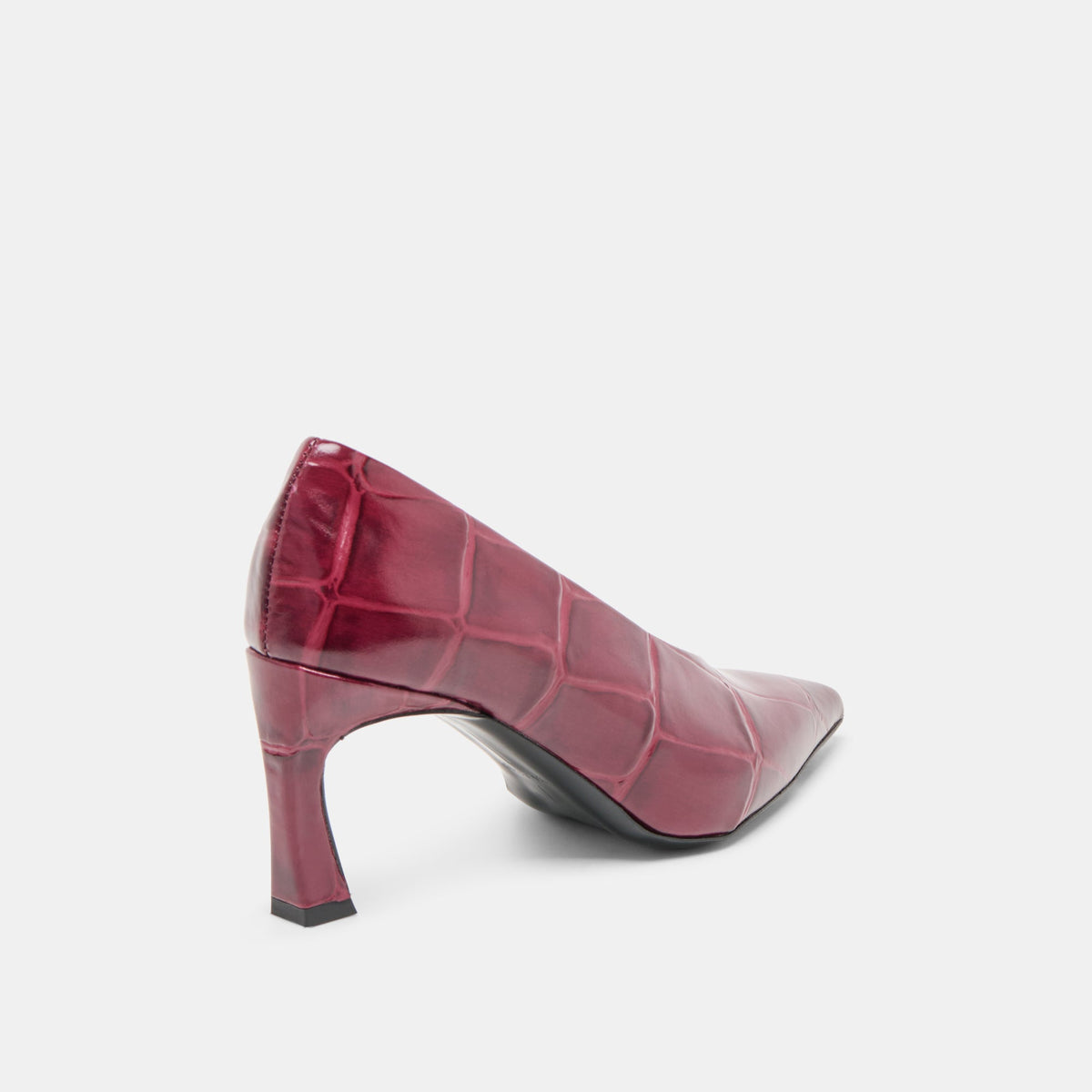 Dolce Vita SHOES Midge Burgundy Croco Embossed Leather Heels