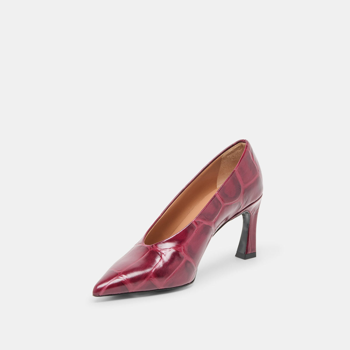 Dolce Vita SHOES Midge Burgundy Croco Embossed Leather Heels