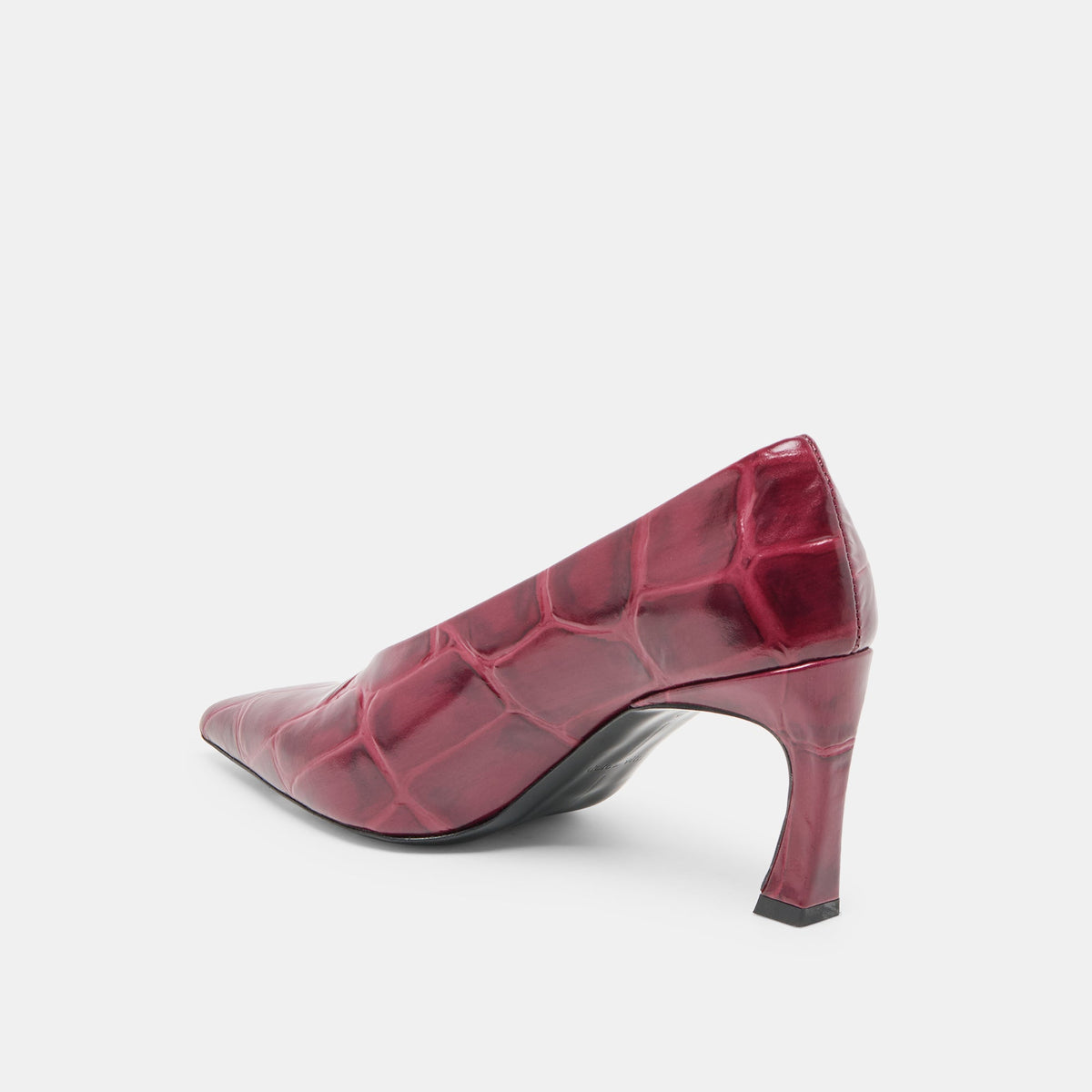 Dolce Vita SHOES Midge Burgundy Croco Embossed Leather Heels
