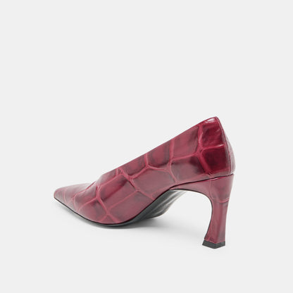 Dolce Vita SHOES Midge Burgundy Croco Embossed Leather Heels