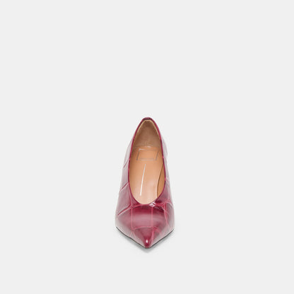 Dolce Vita SHOES Midge Burgundy Croco Embossed Leather Heels