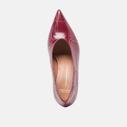 Dolce Vita SHOES Midge Burgundy Croco Embossed Leather Heels