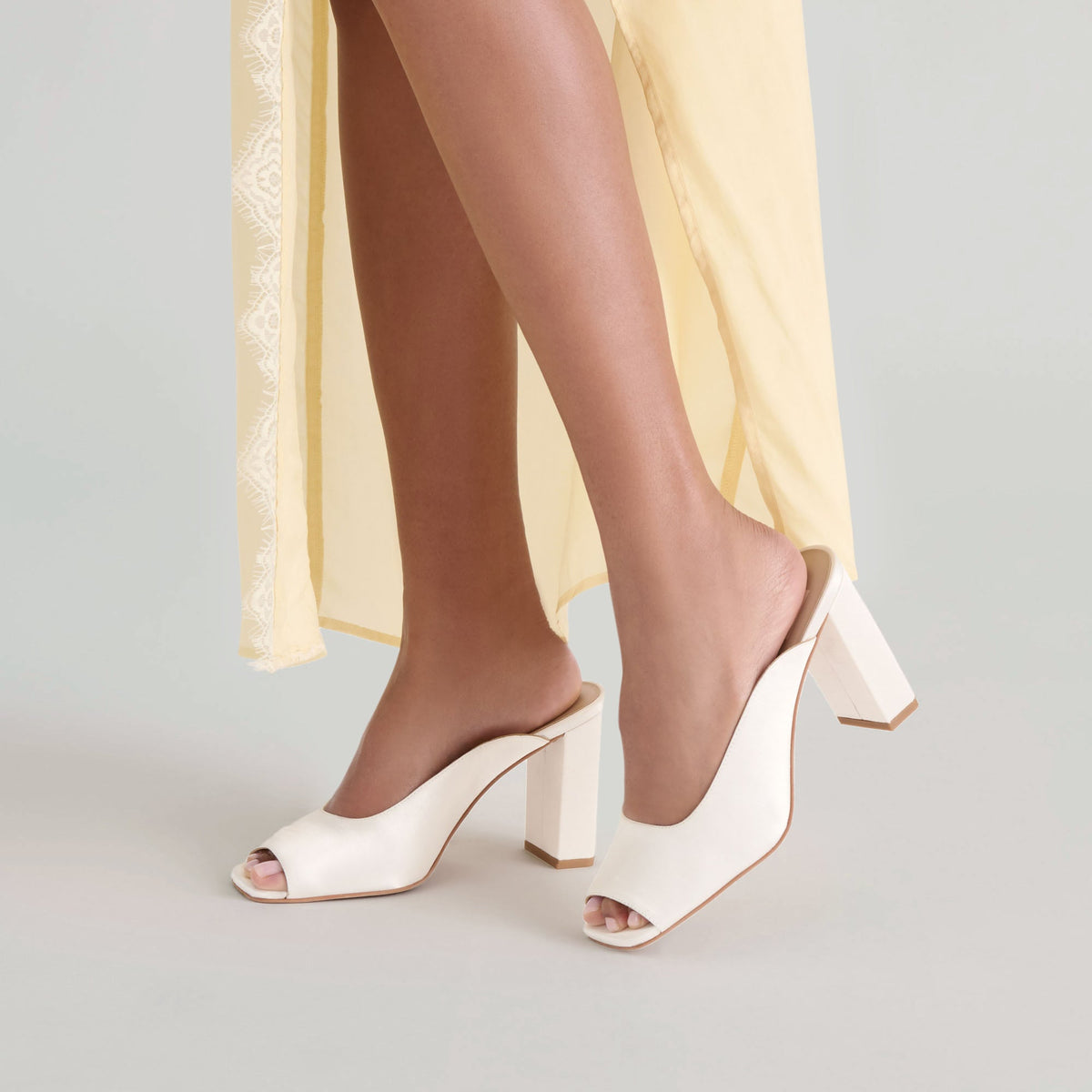Dolce Vita SHOES Sabela Off White Satin Heels