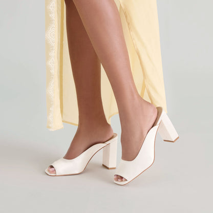 Dolce Vita SHOES Sabela Off White Satin Heels