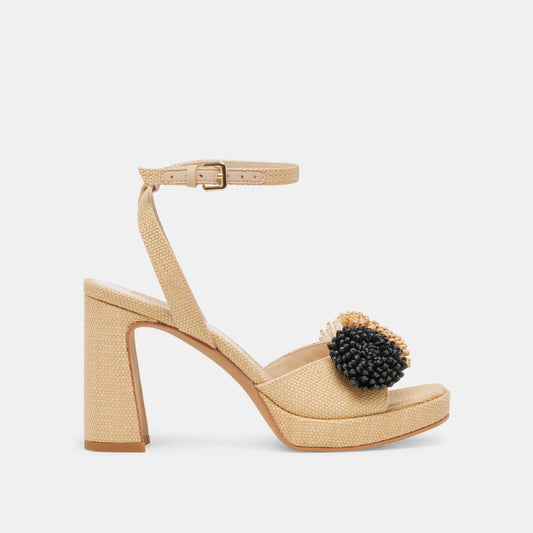 Dolce Vita SHOES OLIVEA HEELS BLACK NATURAL RAFFIA
 – Dolce Vita