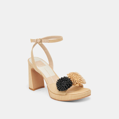 Dolce Vita SHOES OLIVEA HEELS BLACK NATURAL RAFFIA
 – Dolce Vita