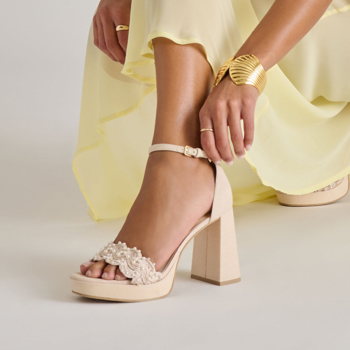 Dolce Vita SHOES PELTIN PEARL HEELS VANILLA WOVEN RAFFIA
 – Dolce Vita