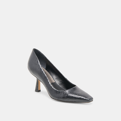 Dolce Vita SHOES Briona Onyx Embossed Leather Heels