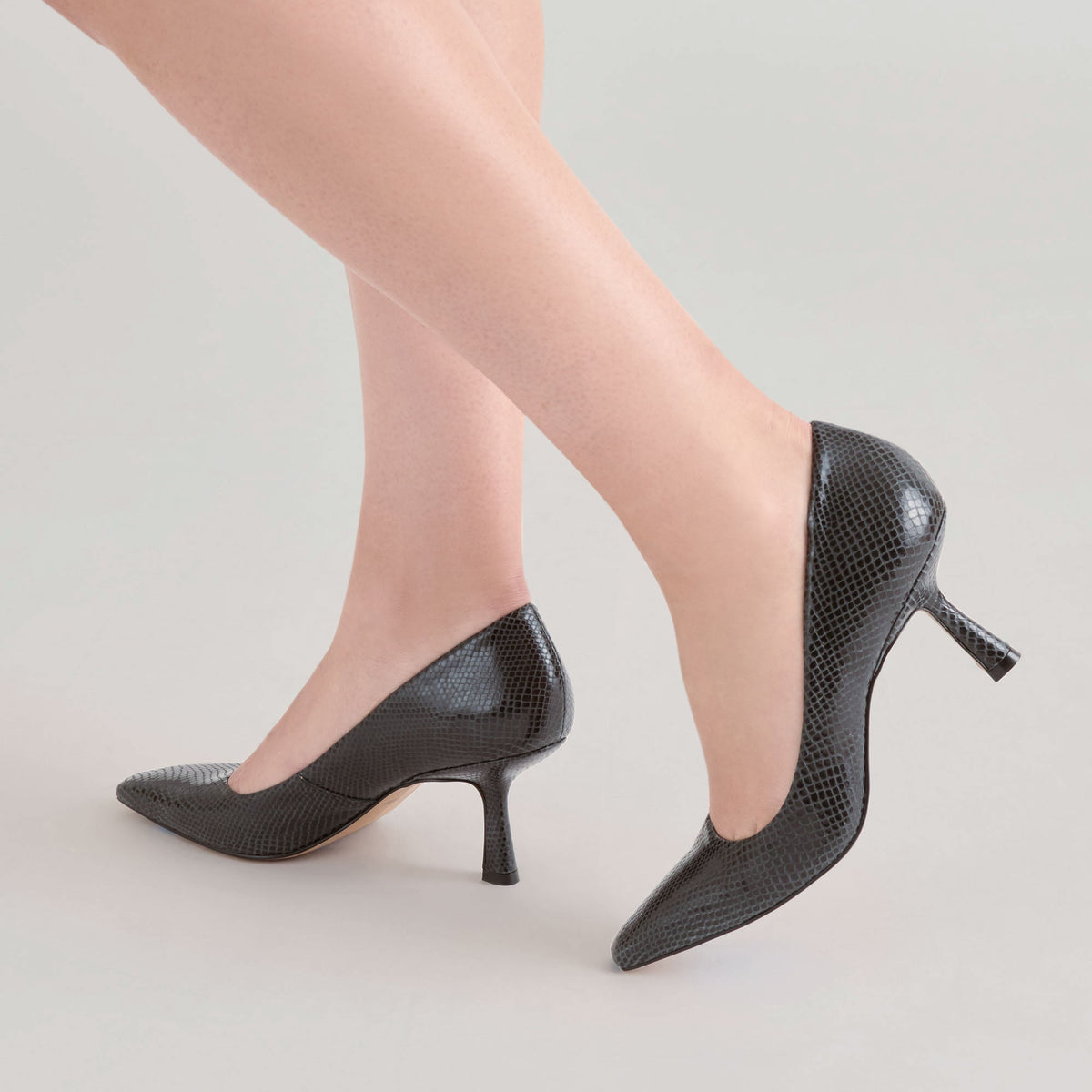Dolce Vita SHOES Briona Onyx Embossed Leather Heels