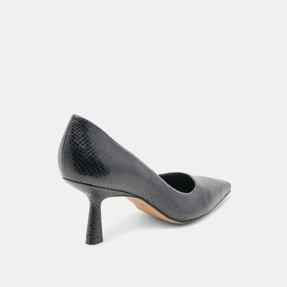Dolce Vita SHOES Briona Onyx Embossed Leather Heels
