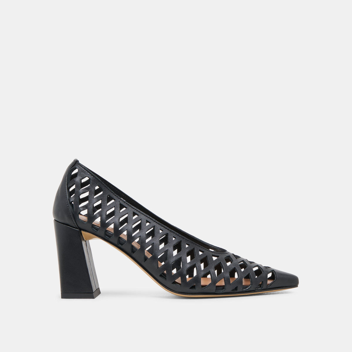 Dolce Vita SHOES Tanya Black Woven Leather Heels
