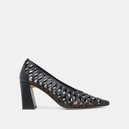 Dolce Vita SHOES Tanya Black Woven Leather Heels