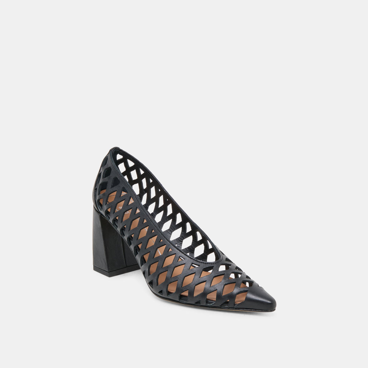 Dolce Vita SHOES Tanya Black Woven Leather Heels
