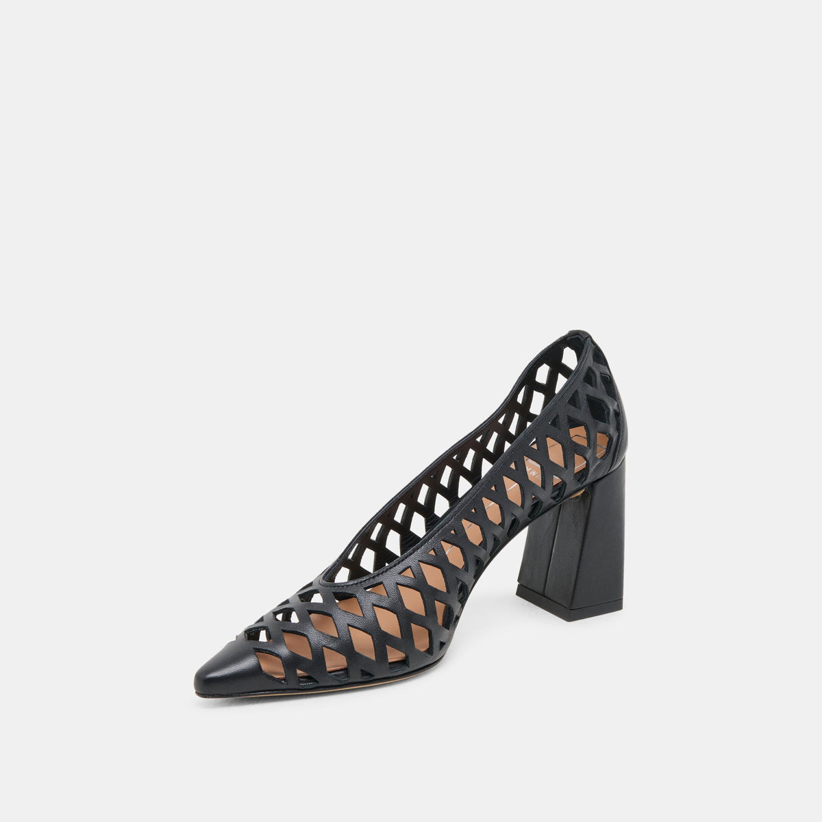 Dolce Vita SHOES Tanya Black Woven Leather Heels