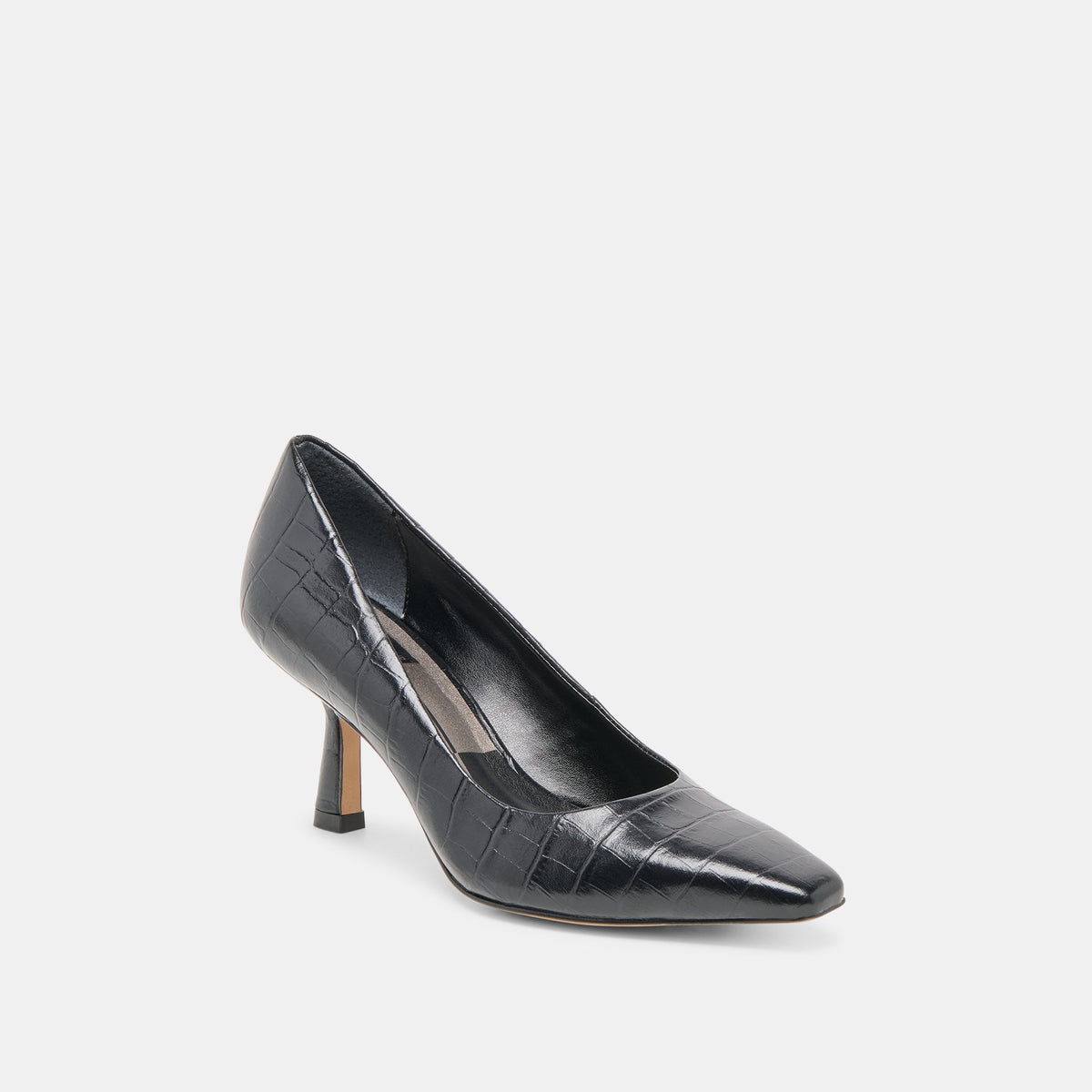 Dolce Vita SHOES Briona Noir Croco Embossed Leather Heels