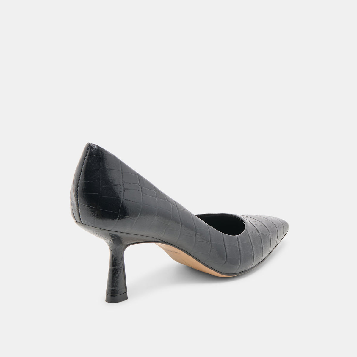 Dolce Vita SHOES Briona Noir Croco Embossed Leather Heels