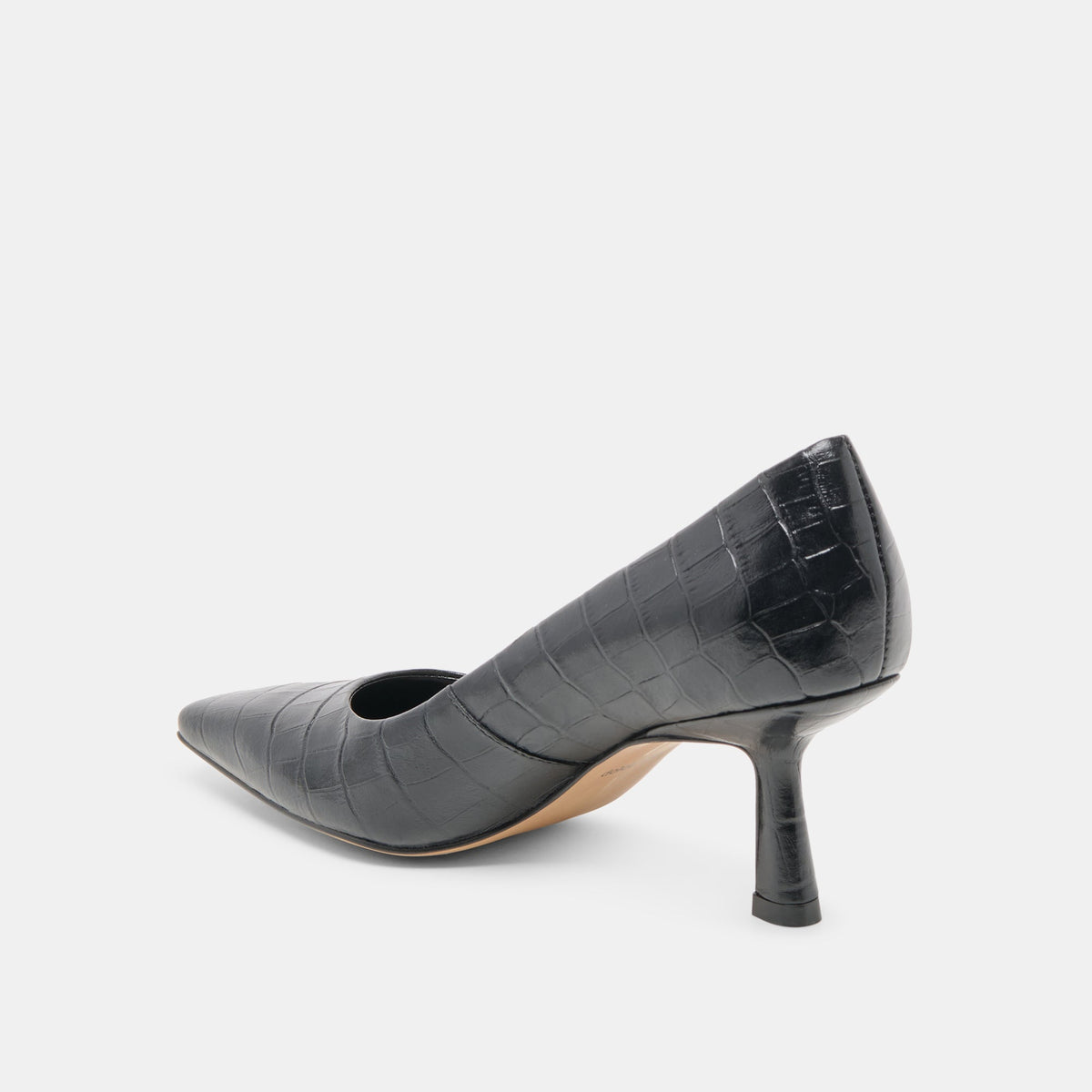 Dolce Vita SHOES Briona Noir Croco Embossed Leather Heels