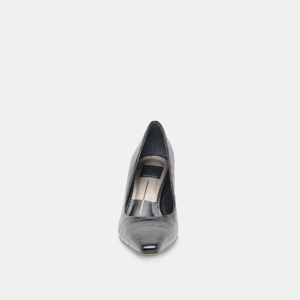 Dolce Vita SHOES Briona Noir Croco Embossed Leather Heels