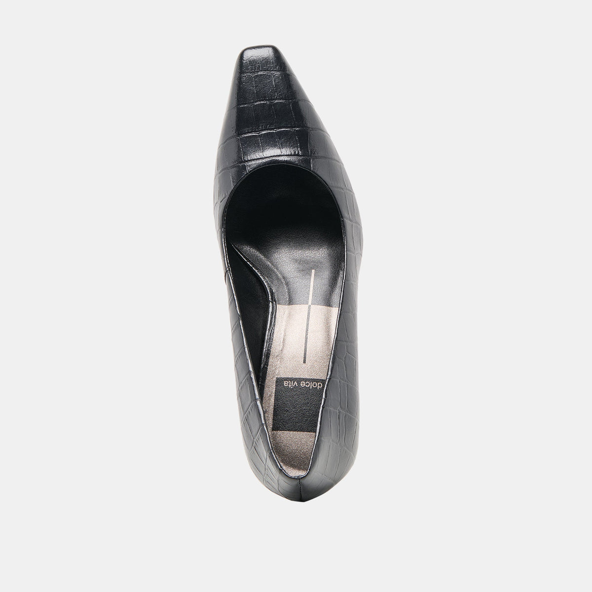 Dolce Vita SHOES Briona Noir Croco Embossed Leather Heels