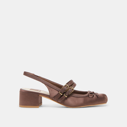 Dolce Vita SHOES Loris Mahogany Satin Heels