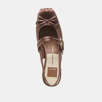 Dolce Vita SHOES Loris Mahogany Satin Heels