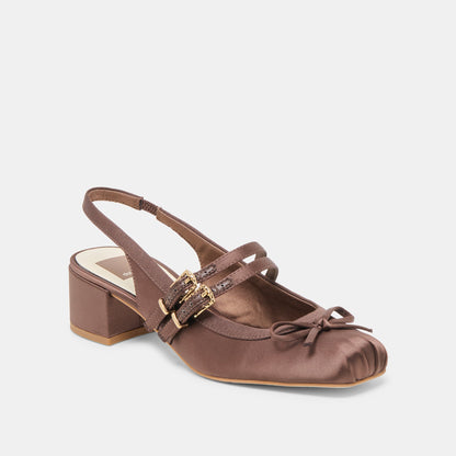 Dolce Vita SHOES Loris Mahogany Satin Heels