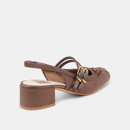 Dolce Vita SHOES Loris Mahogany Satin Heels