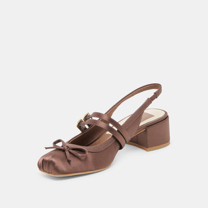 Dolce Vita SHOES Loris Mahogany Satin Heels