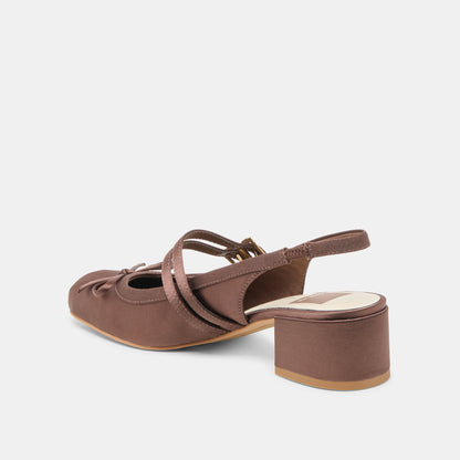 Dolce Vita SHOES Loris Mahogany Satin Heels