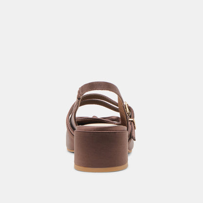Dolce Vita SHOES Loris Mahogany Satin Heels