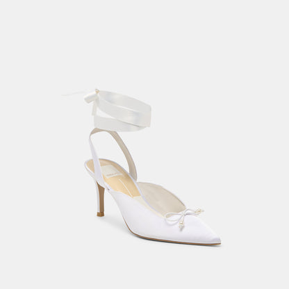 Dolce Vita SHOES Efora True White Satin Heels