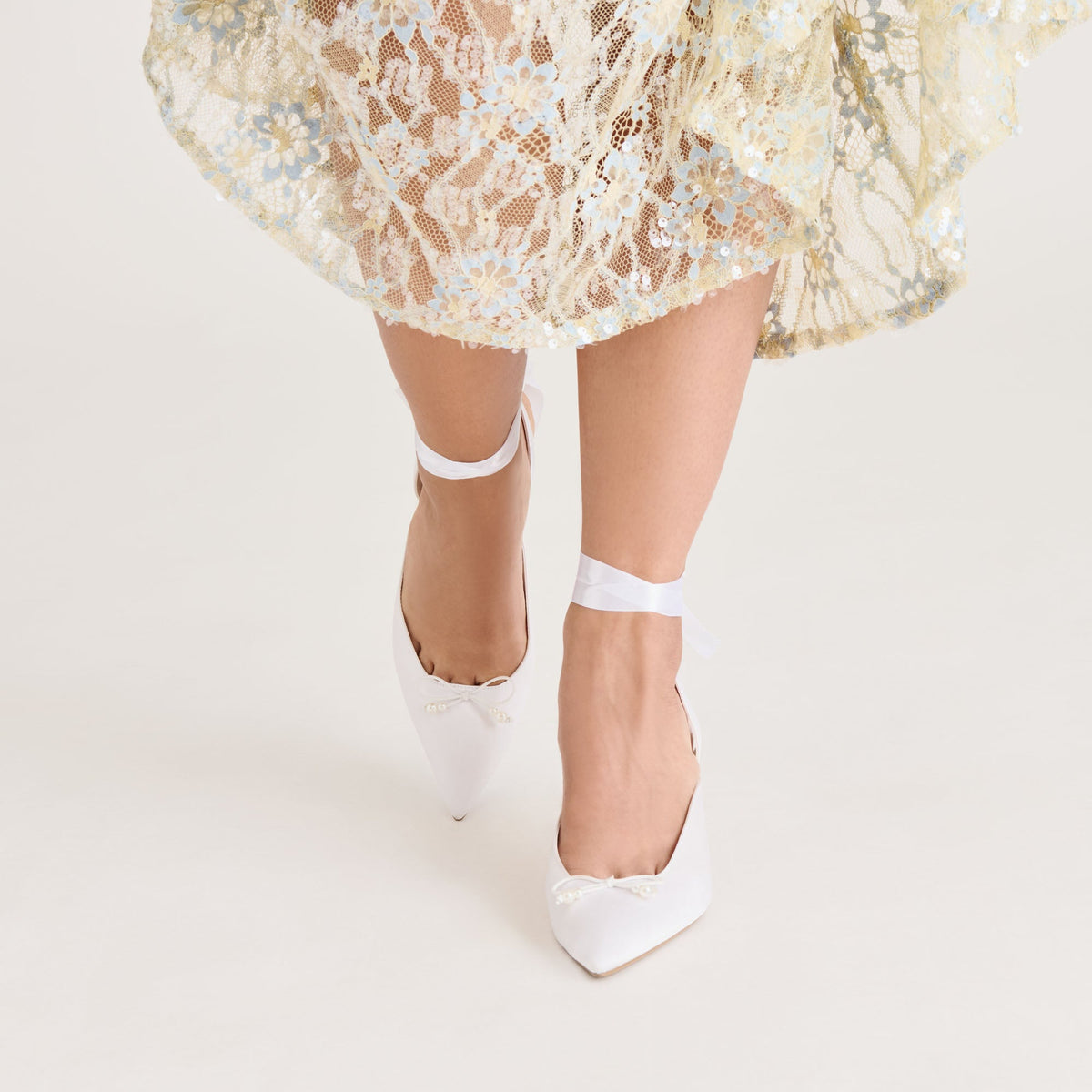 Dolce Vita SHOES Efora True White Satin Heels