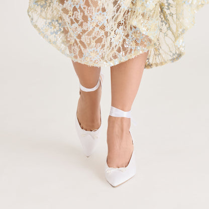 Dolce Vita SHOES Efora True White Satin Heels