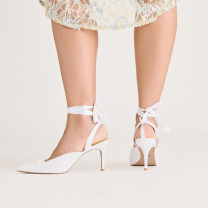 Dolce Vita SHOES Efora True White Satin Heels