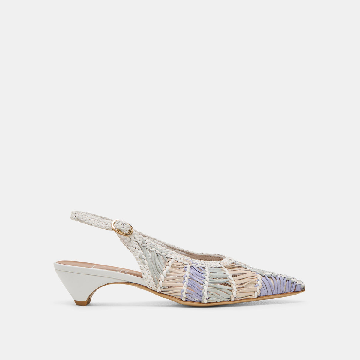 Dolce Vita SHOES Dafney White Multi Woven Leather Heels