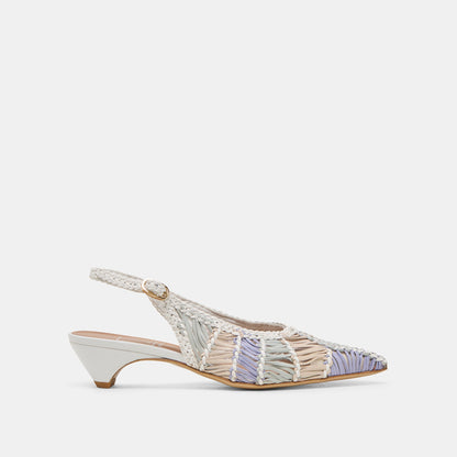 Dolce Vita SHOES Dafney White Multi Woven Leather Heels