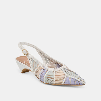 Dolce Vita SHOES Dafney White Multi Woven Leather Heels
